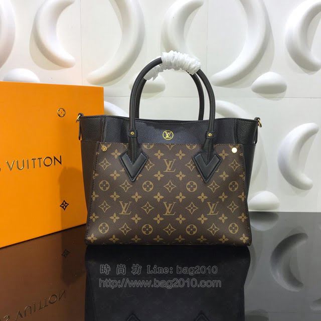 LV女包 M53823 路易威登On My Side手袋 小牛皮老花拼接包 LV女手提包 LV手腕包 LV單肩斜挎女包  ydh3049